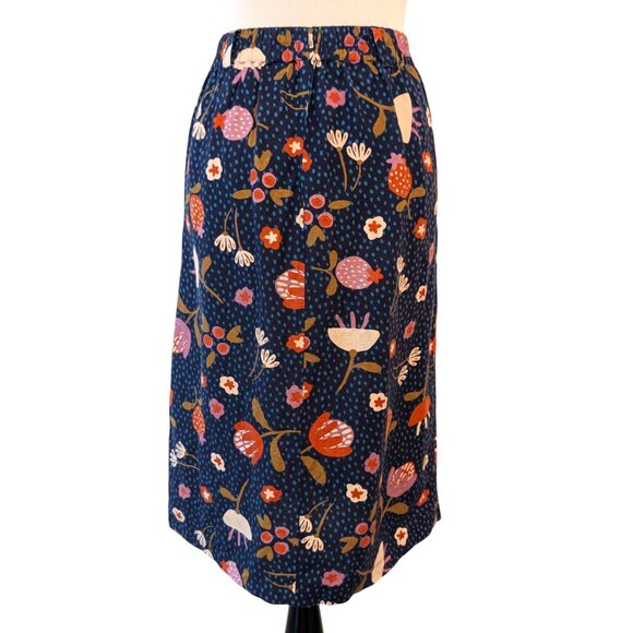 Modcloth x Princess Highway Womens Sz 8 Blue Floral Berry Buttons Pockets Skirt - Picture 4 of 10